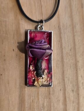 Purple Flower Handmade Resin Necklace
